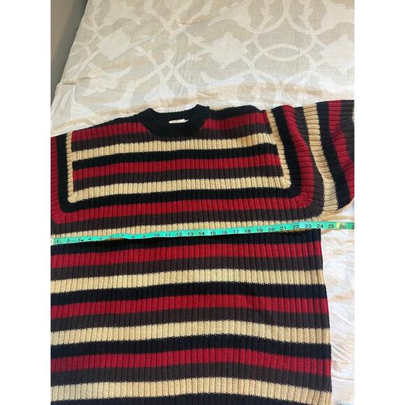 J.Crew oarsman wool striped crewneck sweater men’s large tall tan black red - Picture 3 of 6